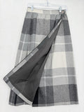 Vintage Wool Wrap Skirt Small Midi Gray Plaid Check Made In USA Dark Academia