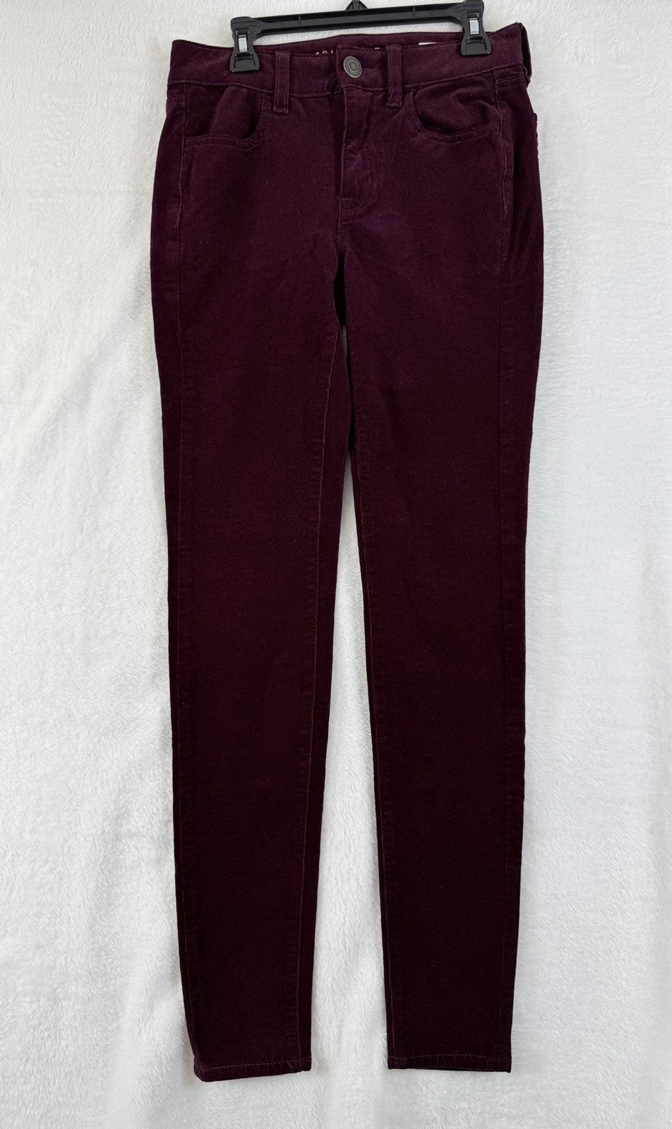 American Eagle Corduroy Pants 00 High Rise Jegging Burgundy Red Womens