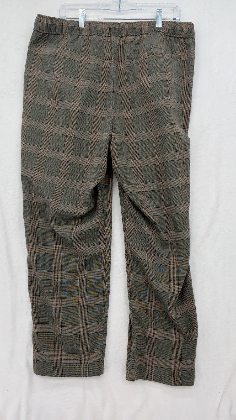 Old Navy Billie Pants XL Womens Brown Plaid Pull On Straight Leg Comfort Waist