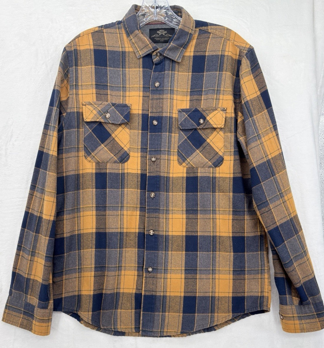 MBX Premium Goods Flannel Shirt Medium Mens Long Sleeve Plaid Button Up