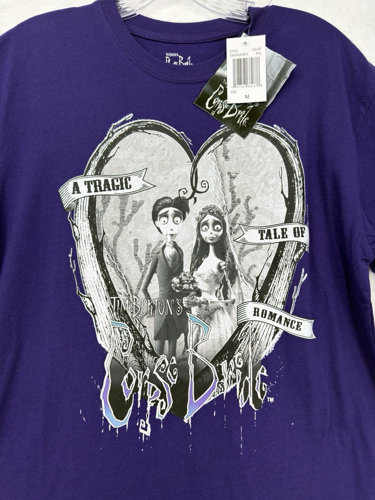 Tim Burton Corpse Bride T Shirt Medium Purple Short Sleeve New NWT