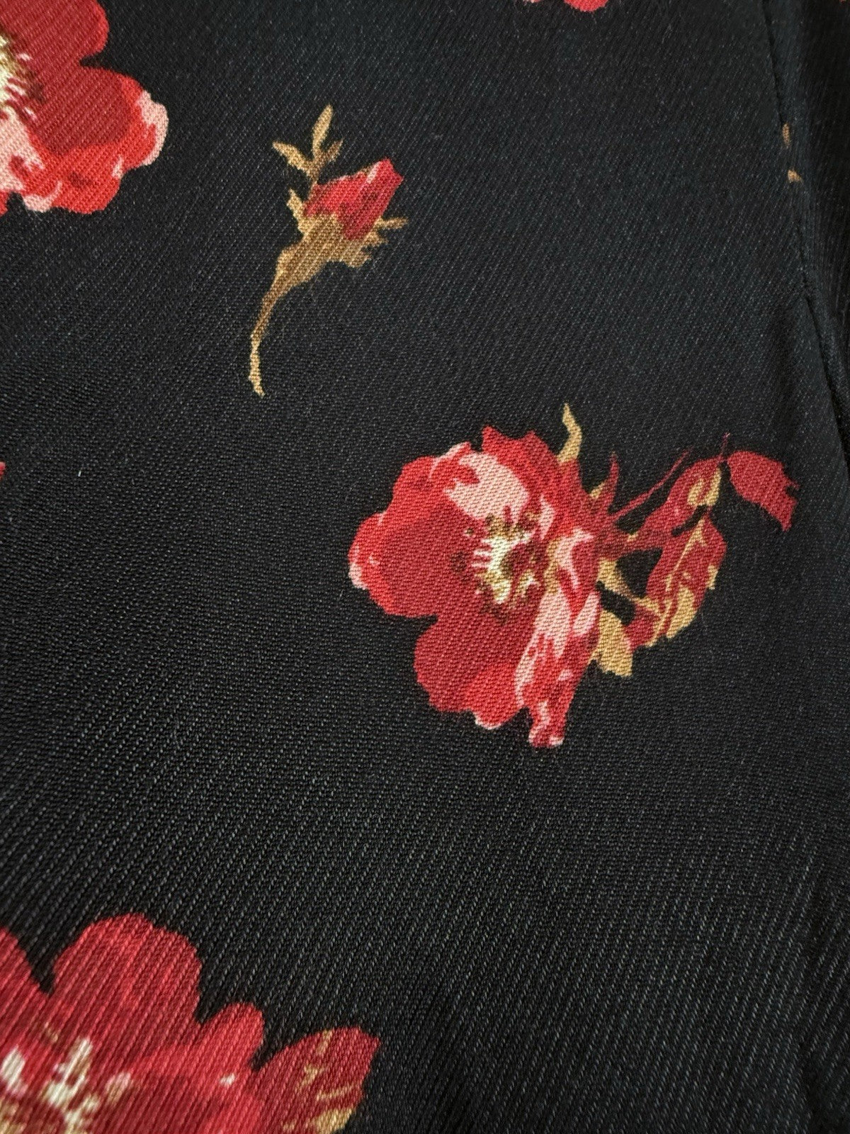 Anthropologie XS Maeve Wide Leg Crop Pants Navy Blue Red Floral Womens