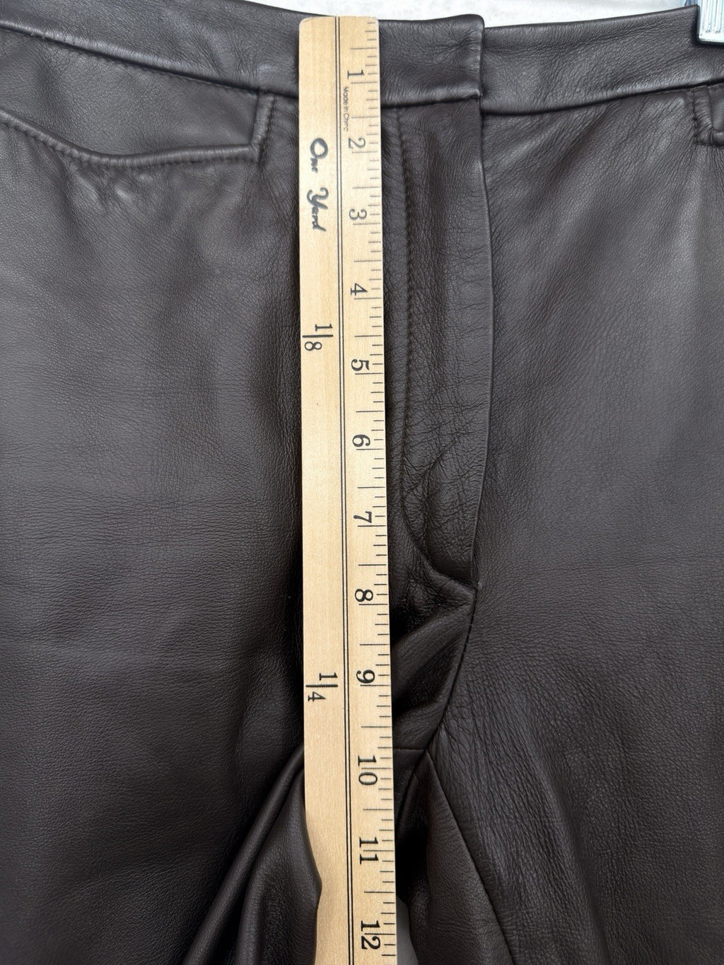 Classiques Entier Leather Pants 6 Petite Womens Brown Lined Straight Leg 6P