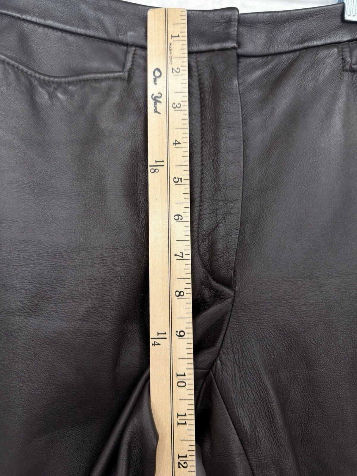 Classiques Entier Leather Pants 6 Petite Womens Brown Lined Straight Leg 6P