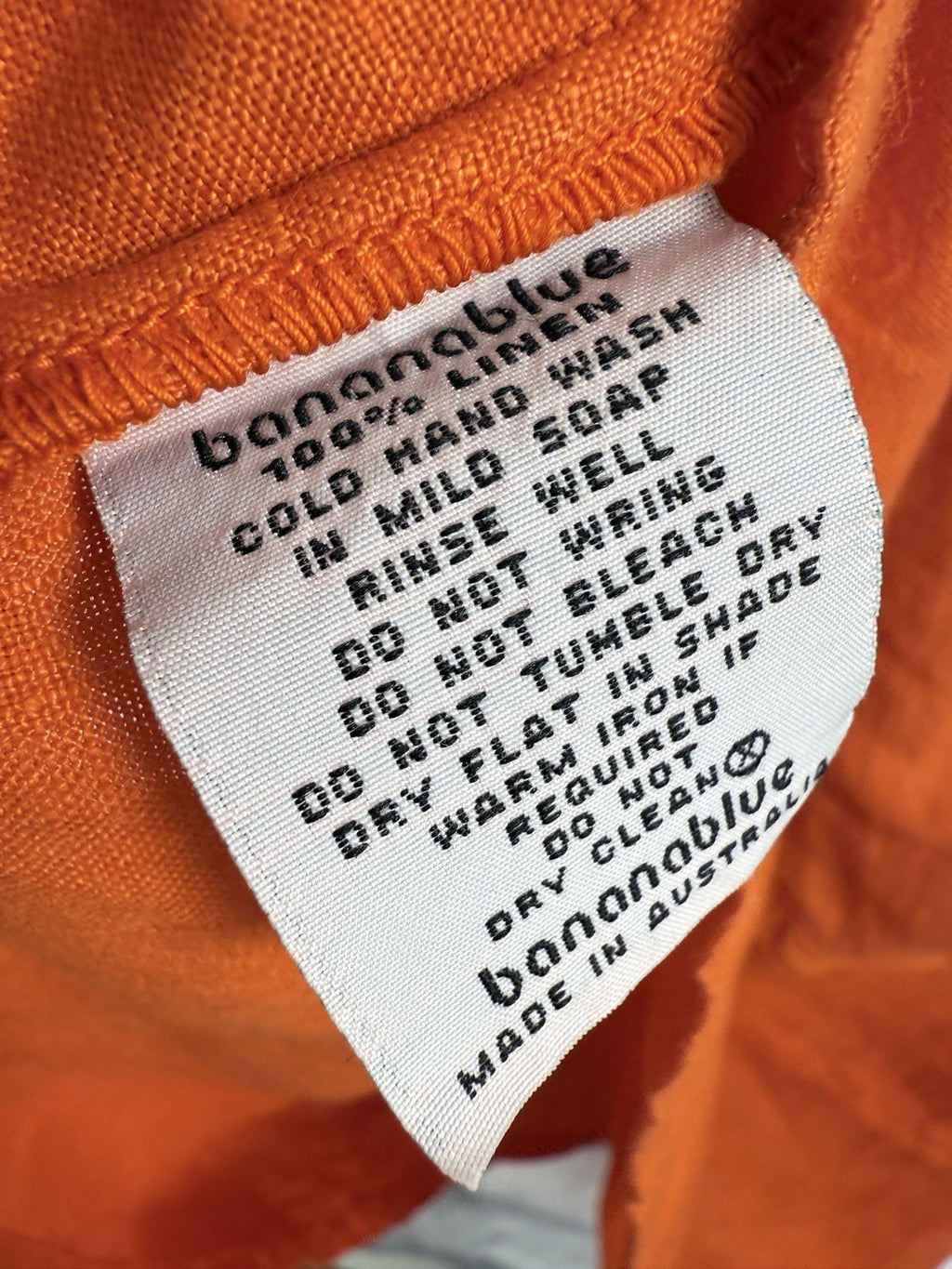 Banana Blue 100% Linen Dress Orange Large Womens Pocket Hygge Australia Designer