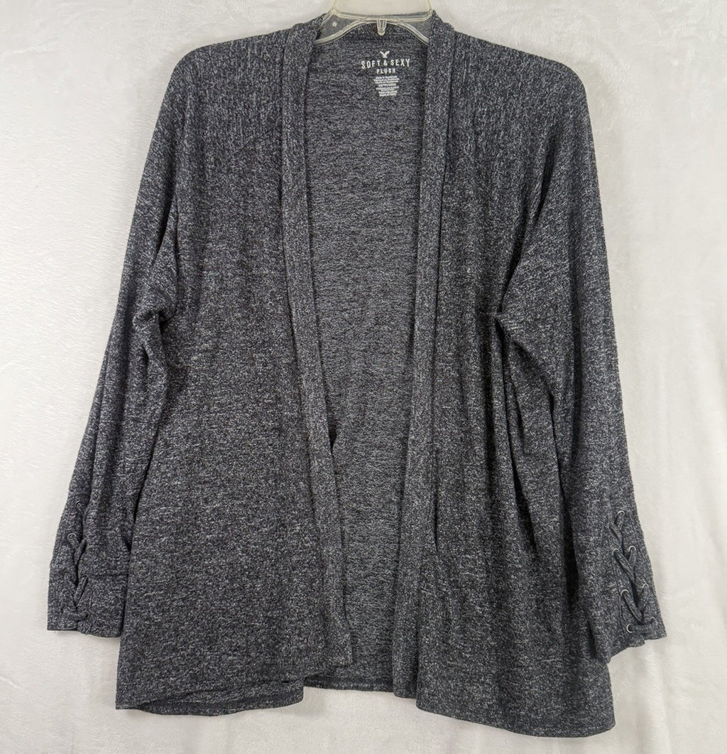 American Eagle Soft Sexy Plush Cardigan XS Gray Pockets Long Sleeve Womens