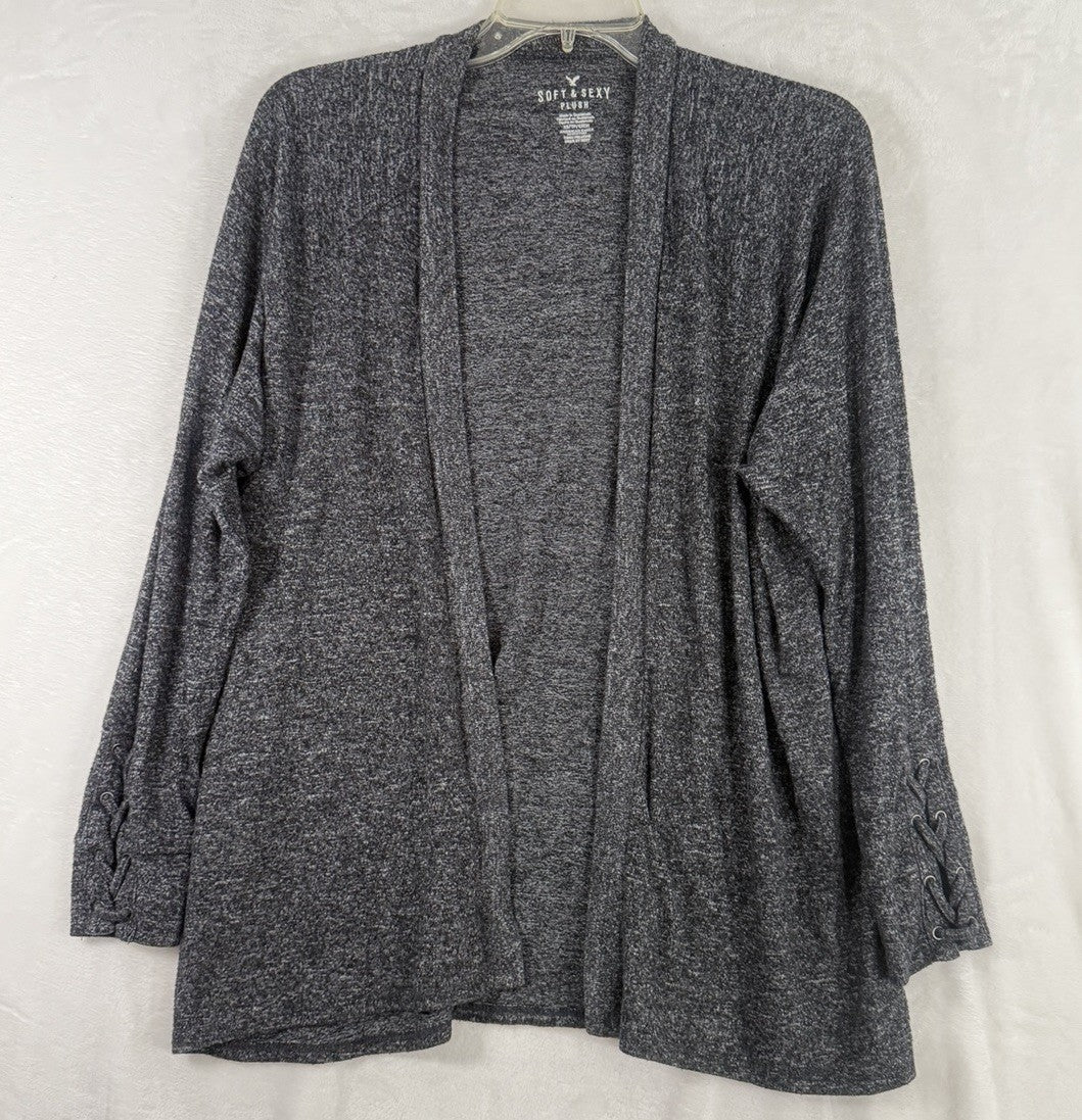 American Eagle Soft Sexy Plush Cardigan XS Gray Pockets Long Sleeve Womens