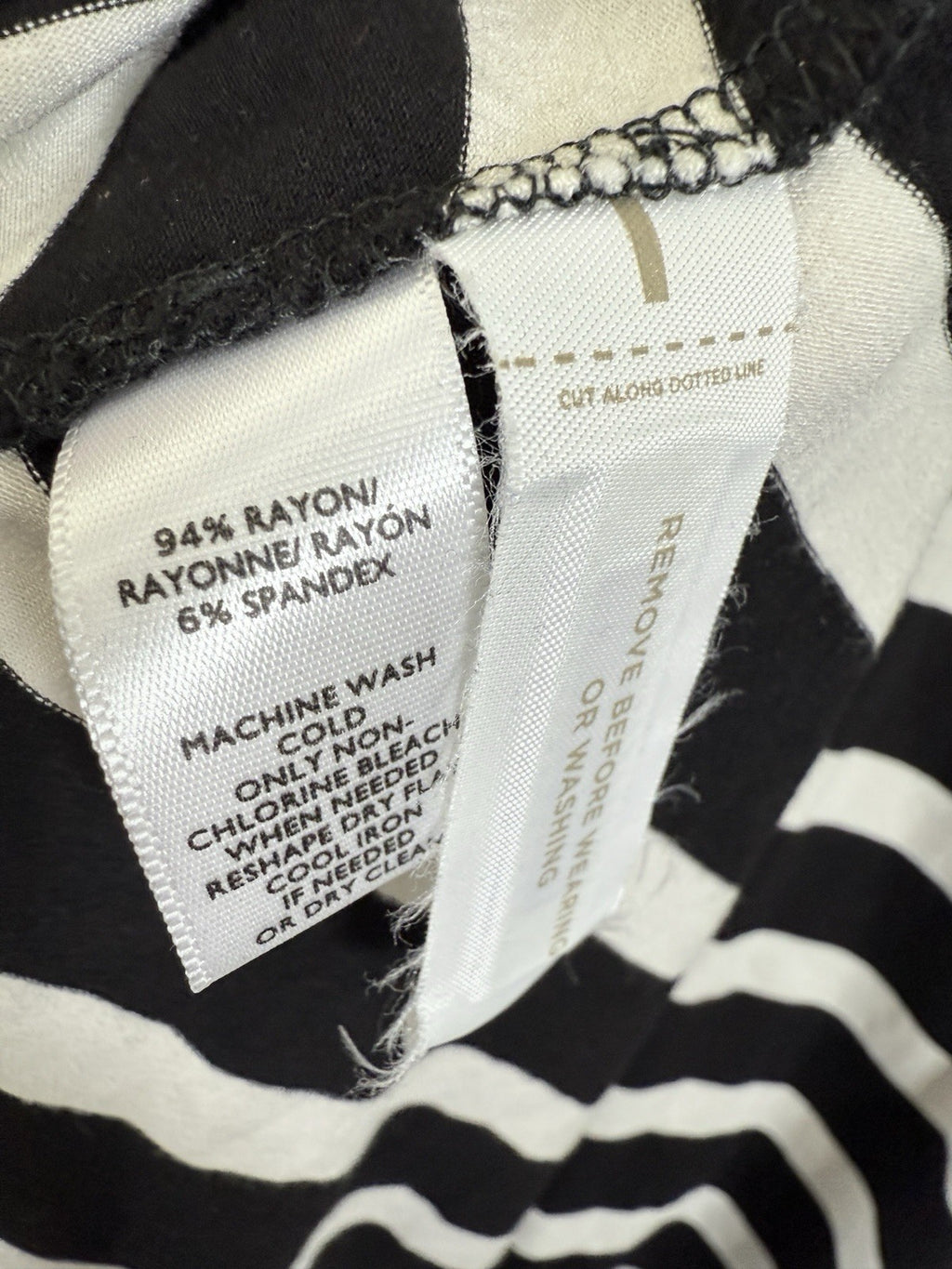 Ann Taylor LOFT Dress 6 Long Sleeve Jersey Knit Black White Striped  Women