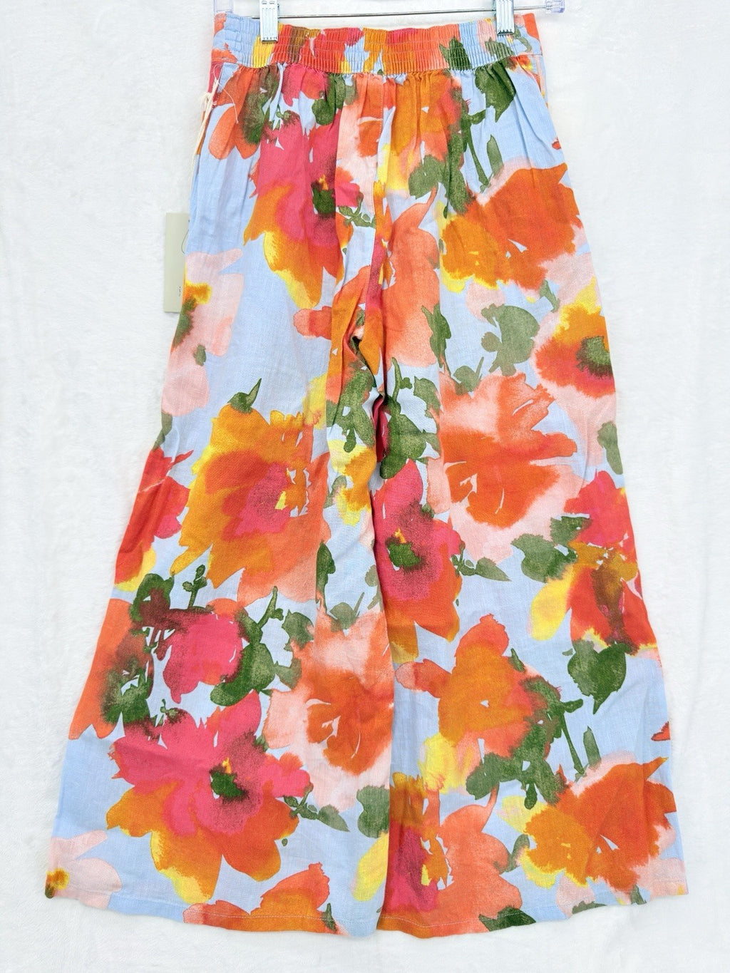 Joie Wide Leg Linen Pants XS Cropped Floral Print Pull On Womens New NWT