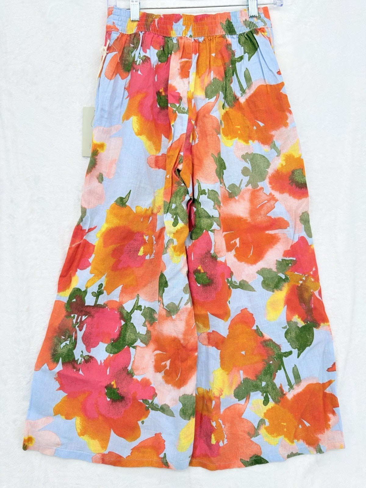 Joie Wide Leg Linen Pants XS Cropped Floral Print Pull On Womens New NWT