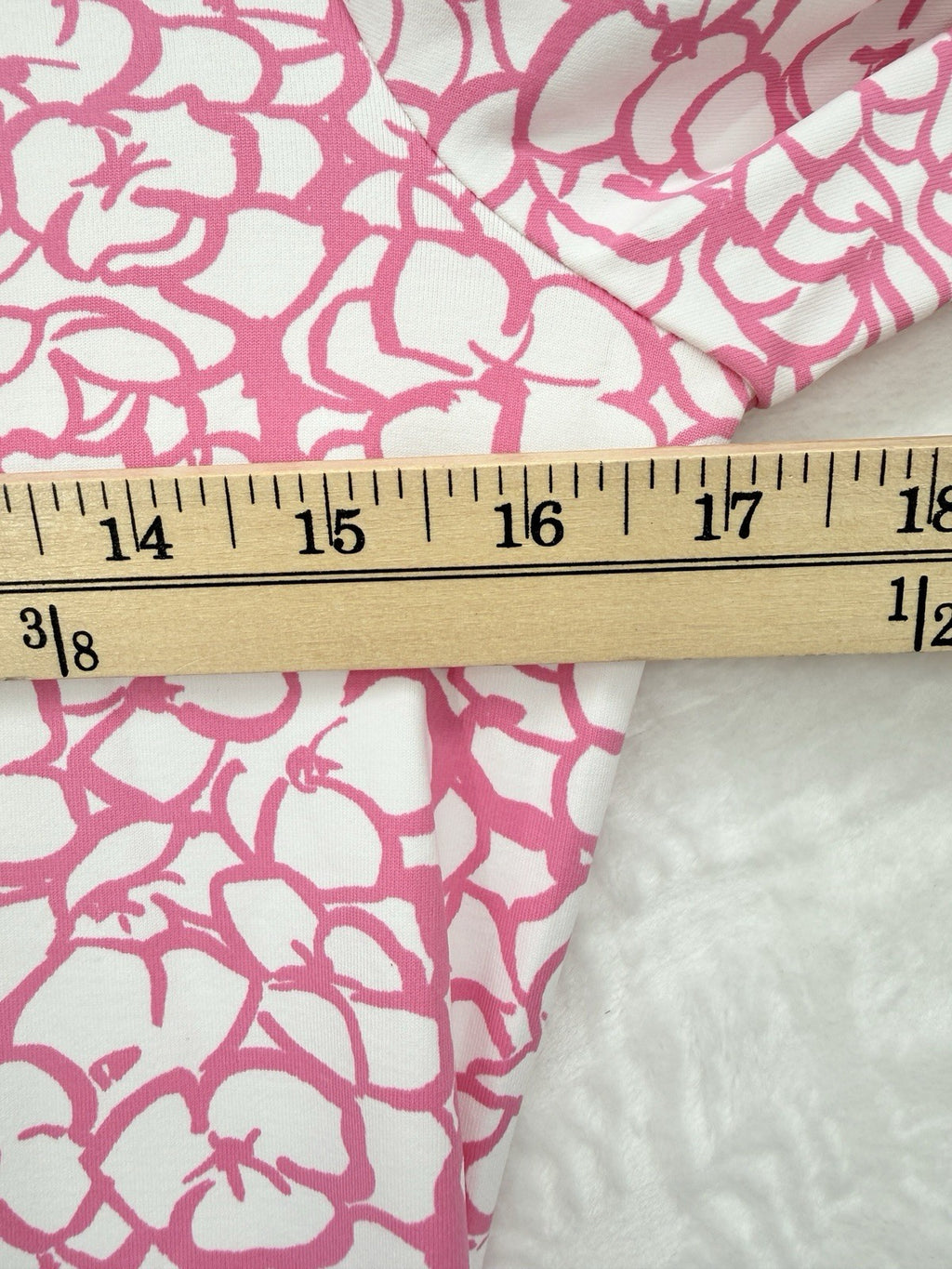 Mahi Gold Dress Small Pink Print Shift 3/4 Sleeve Nylon Stretch Womens