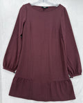 ASOS Mini Dress 4 Burgundy Long Sleeve Shift Drop Waist Womens