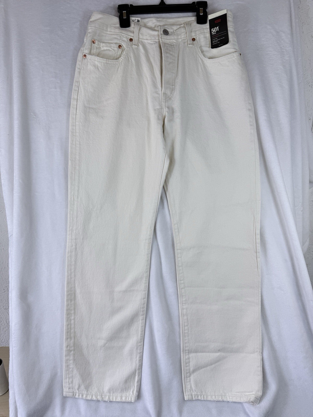 Levis 501 ‘90s Womens Jeans 30 30x32 White Ivory Button Fly Original New