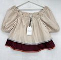 English Factory Crop Top XS Lynn Puff Sleeve Colorblock Ric Rac Cotton New NWT