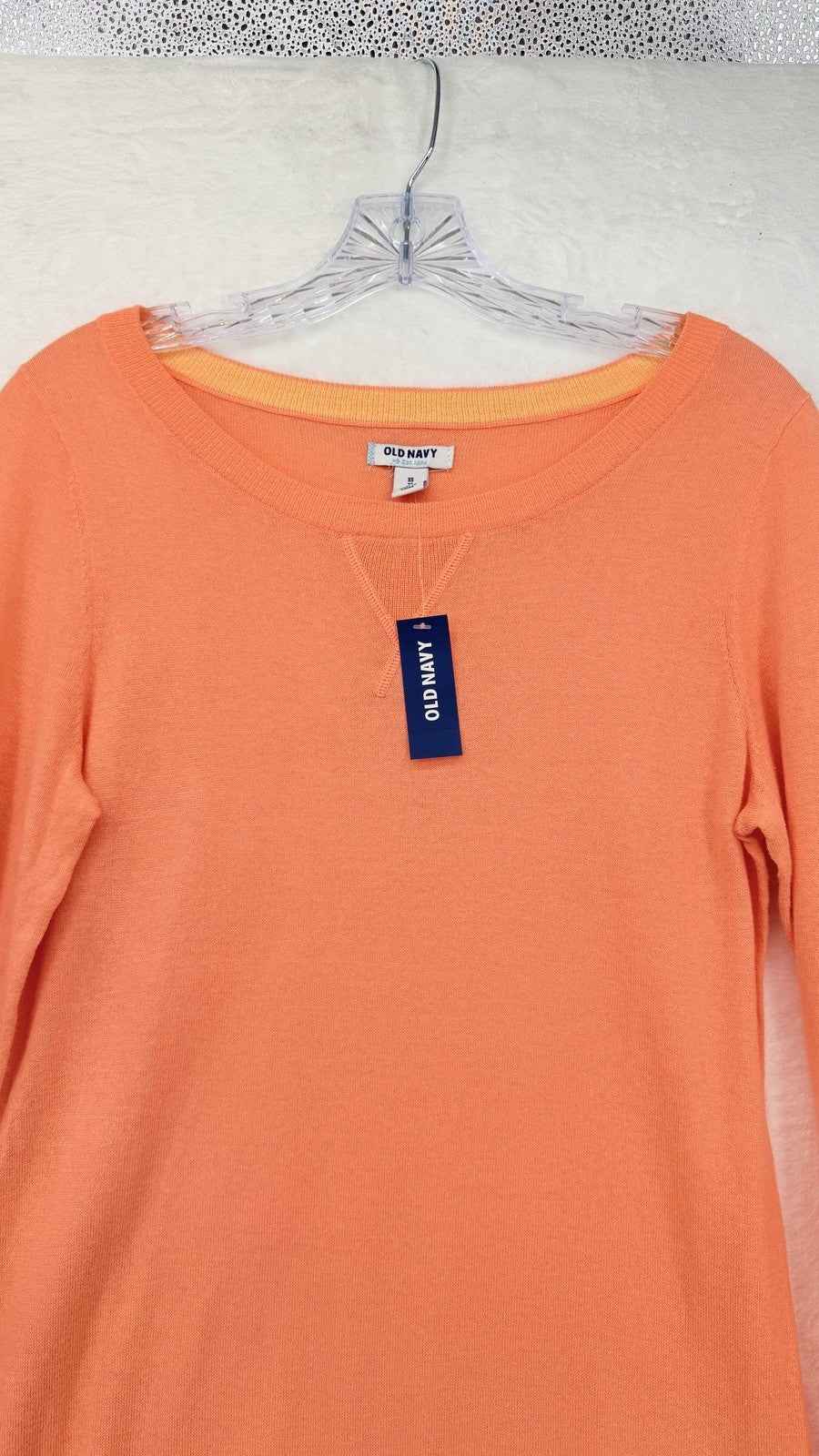 Old Navy Sweater XS Womens 100% Cotton Long Roll Tab Sleeve Orange New NWT