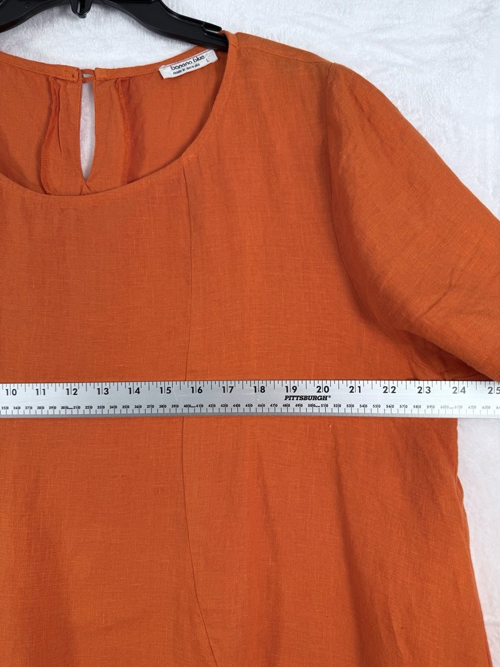 Banana Blue 100% Linen Dress Orange Large Womens Pocket Hygge Australia Designer