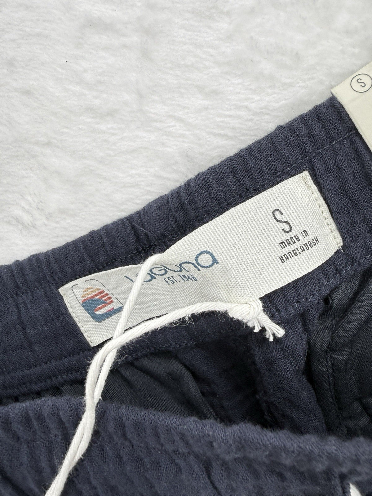 Laguna Shorts Mens Small Navy Blue Cotton Gauze Drawstring 6” Elastic New NWT