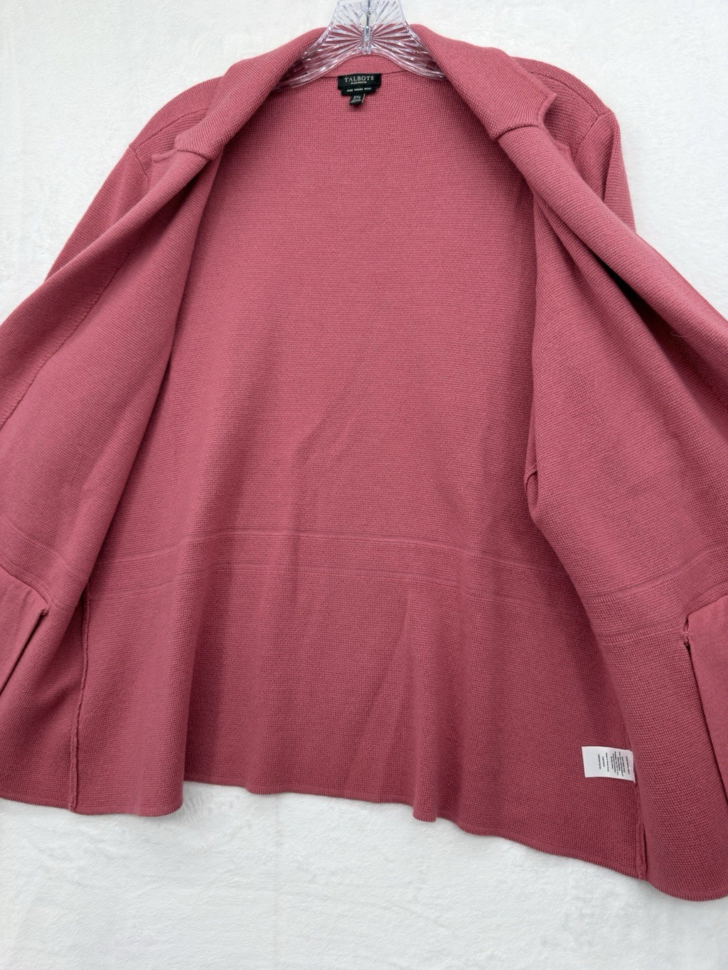 Talbots Sweater Jacket 2X Petite 2XP Pink 100% Merino Wool Blazer Knit Women