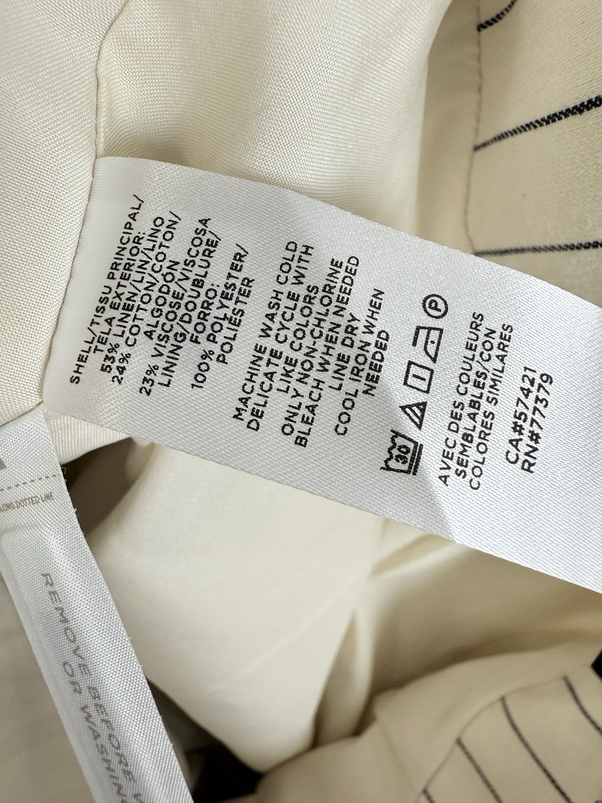 Ann Taylor Shorts 4 Linen Blend High Rise Ivory Gray Pinstripes Lined 4” Womens