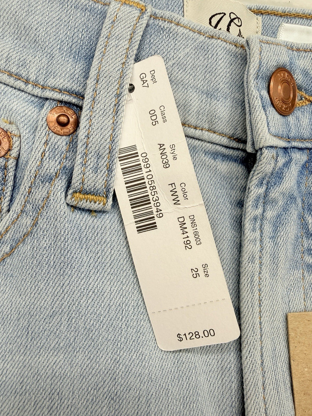 J Crew 9” High Rise Toothpick Jeans 25 Womens Blue Denim *FlawRead New NWT