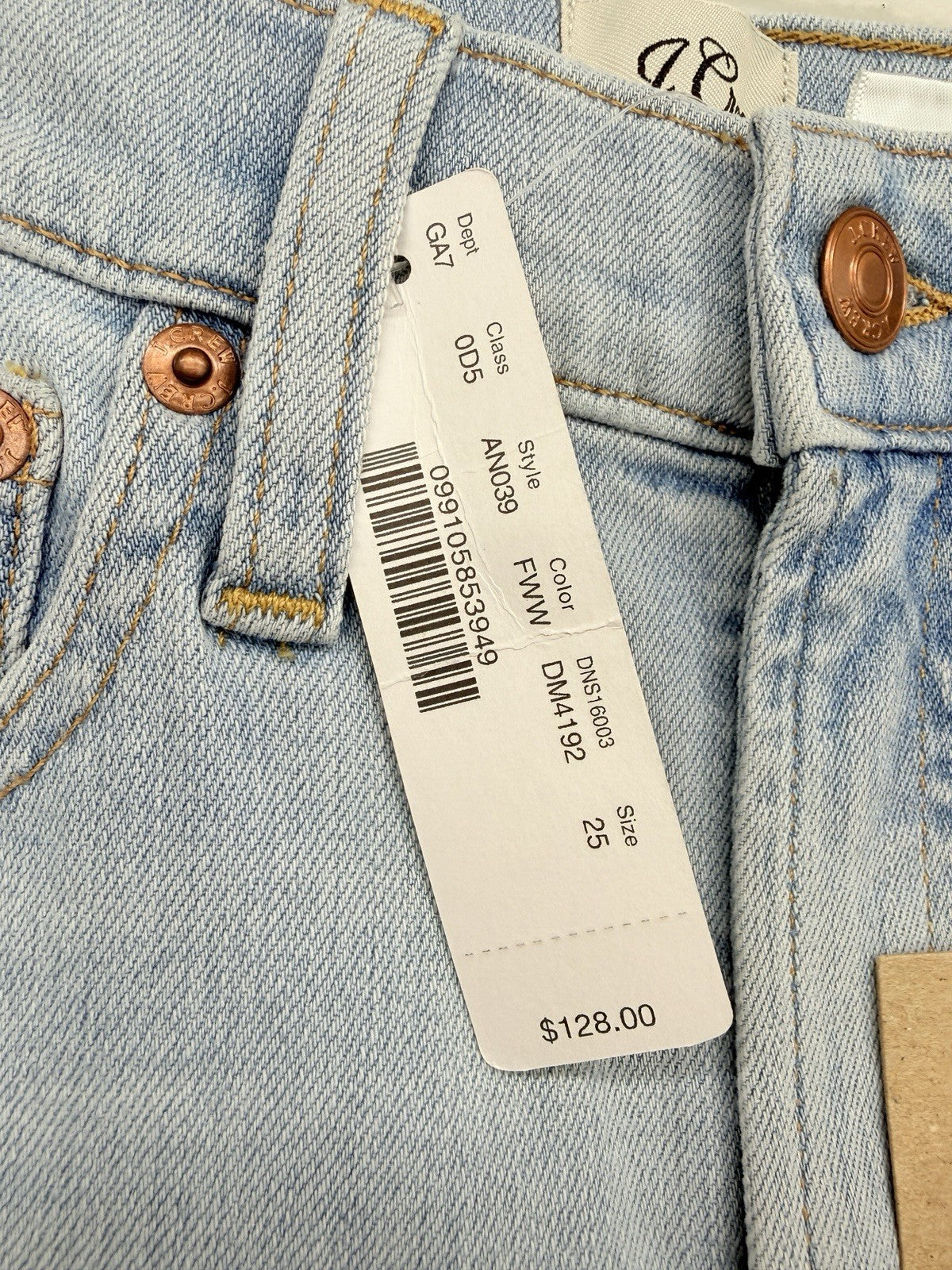 J Crew 9” High Rise Toothpick Jeans 25 Womens Blue Denim *FlawRead New NWT