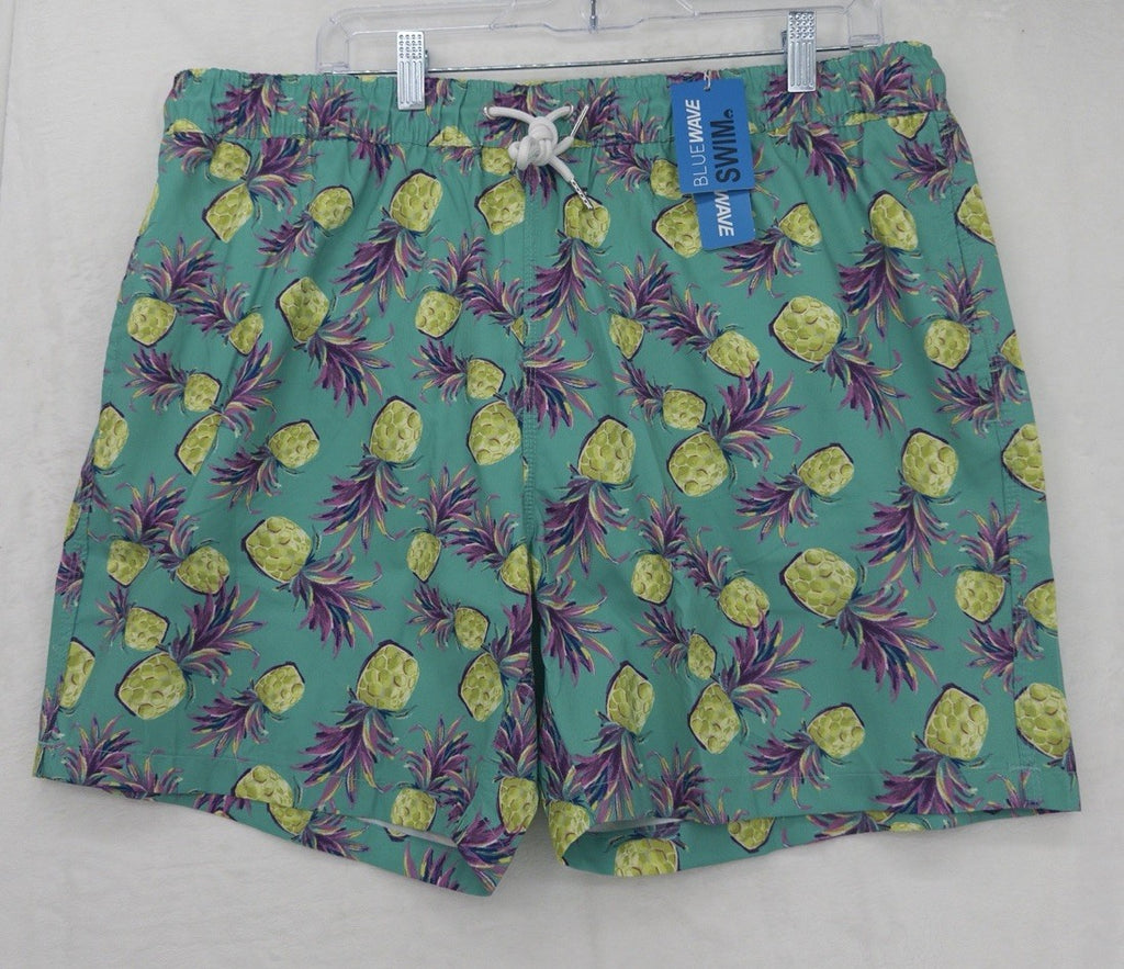 Blue Wave Swim Trunks XXL Mens Pineapples Swimsuit Mesh Lined 6.5” New NWT