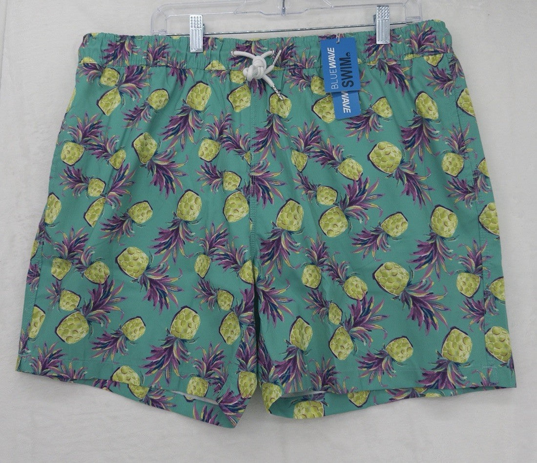Blue Wave Swim Trunks XXL Mens Pineapples Swimsuit Mesh Lined 6.5” New NWT