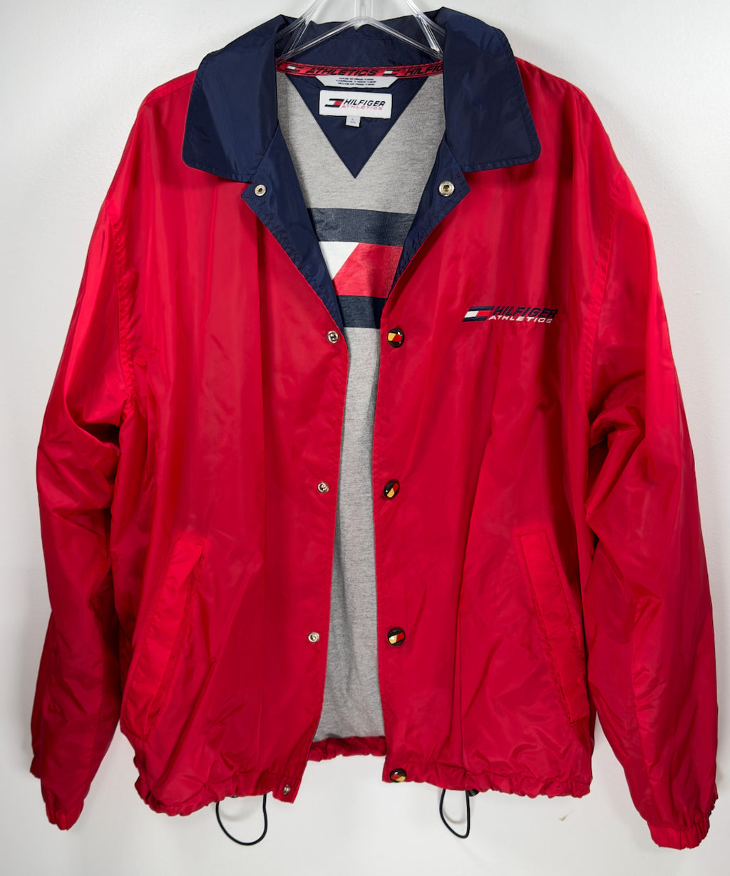 90s Tommy Hilfiger Athletics Logo Spell Out Vintage Jacket Windbreaker Mens L