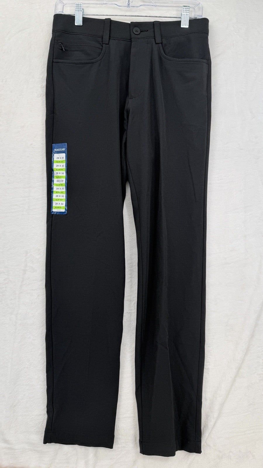 Haggar Active Series Pants 28x30 Men’s Black 5 Pocket Slim Fit New