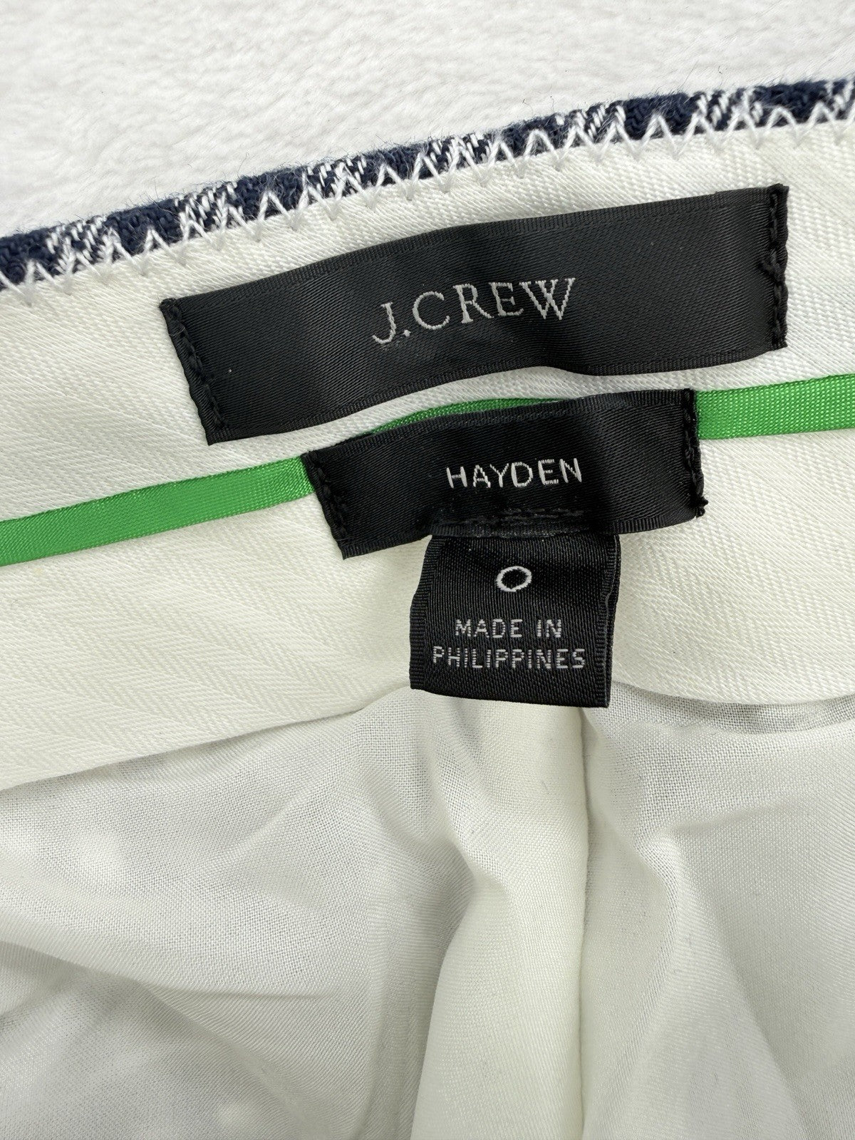 J Crew Hayden Kickout Crop Pants 0 Navy Blue Gingham Stretch Linen Womens