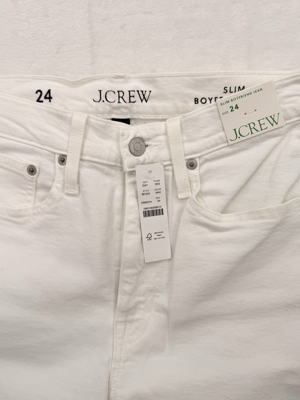 J Crew Slim Boyfriend Jeans 24 White Raw Hem Womens Denim New NWT