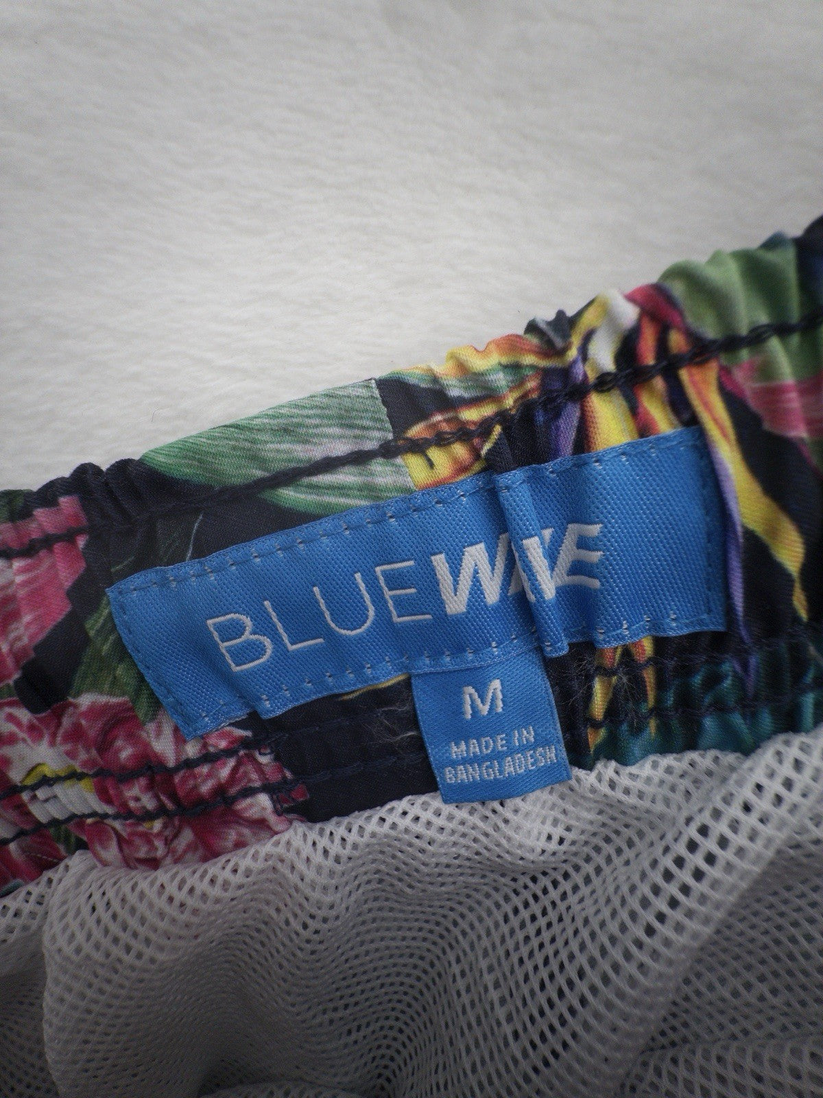 Blue Wave Swim Trunks Medium Mens Black Floral Swimsuit Lined Pockets 6” New
