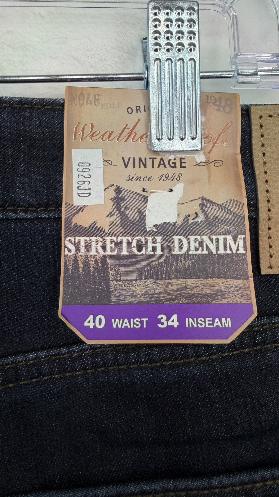 Weatherproof Vintage Fleece Lined Jeans 40x34 Men’s Dark Blue Straight Leg New