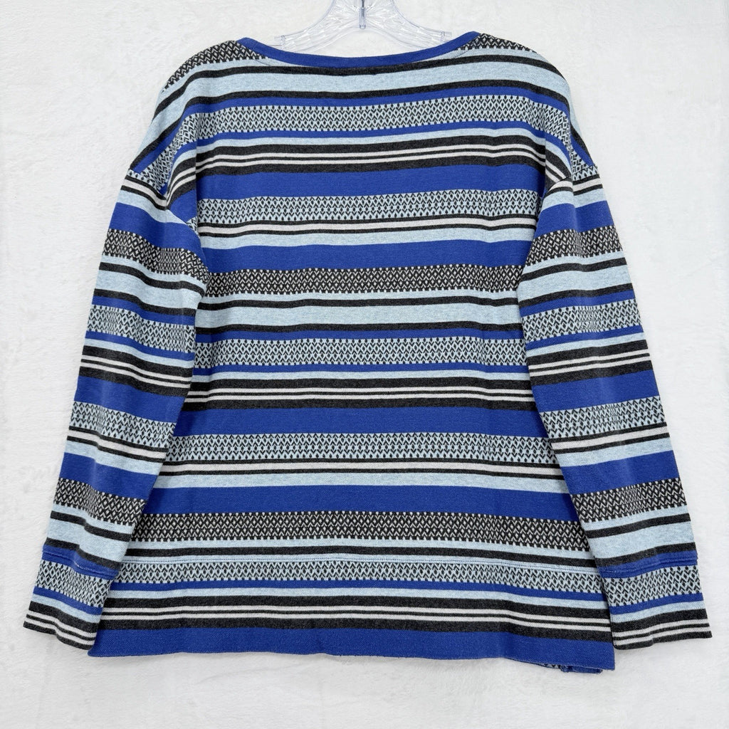 T By Talbots Top Medium Sweatshirt Pullover Blue 100% Cotton Long Sleeve Women’s