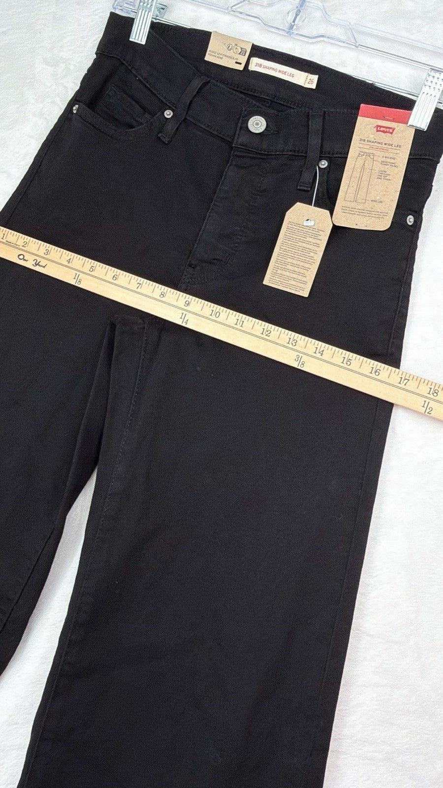 Levis 318 Shaping Wide Leg 26 Jeans Black 26x32 Womens New NWT