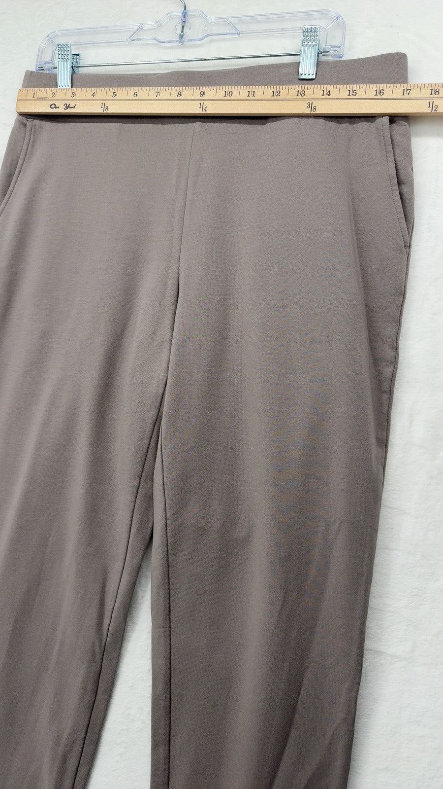 J Jill Affinity French Terry Slim Crop Pants Medium Womens Taupe Pull On Pure
