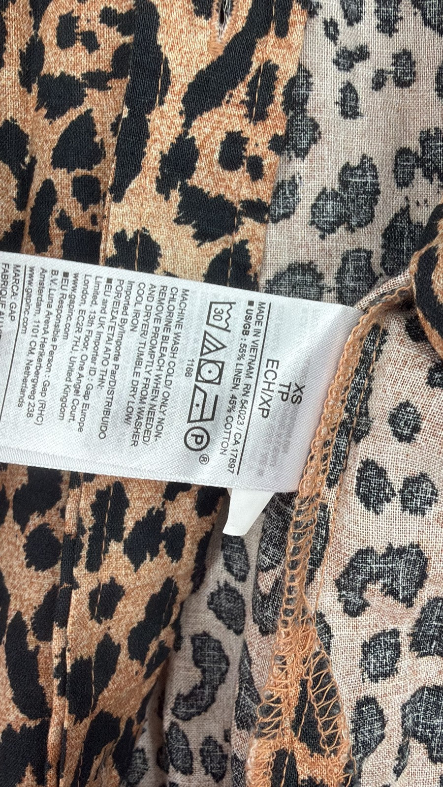 Gap Easy Shirt XS Womens Tops Leopard Print Linen Long Sleeve Button Up New NWT
