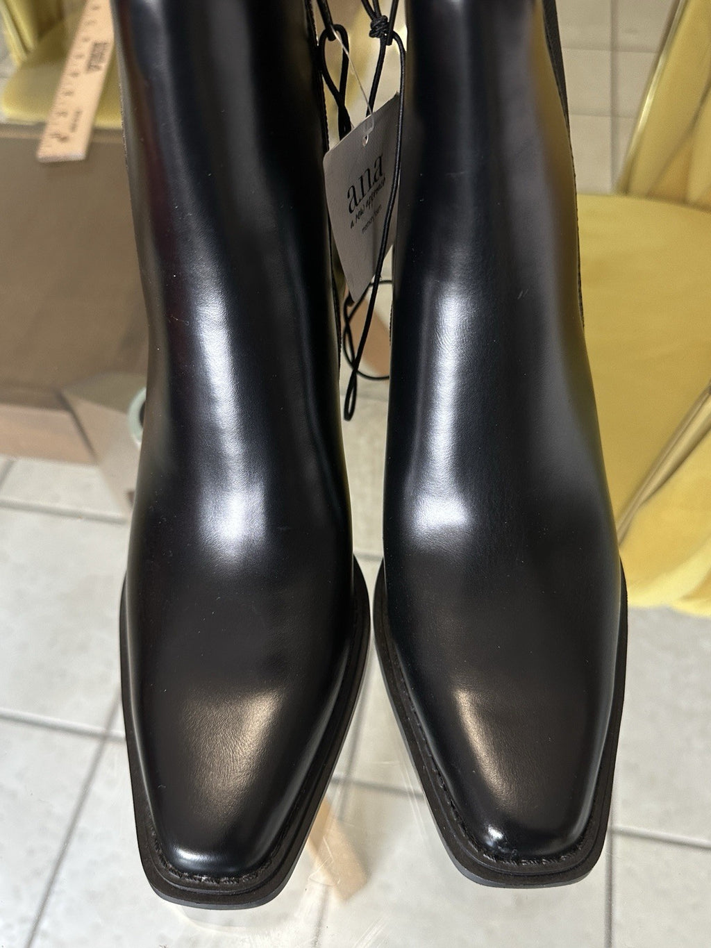 Ana Reba Black Ankle Boots Womens 6 Booties Side Zip Block Heel 6M