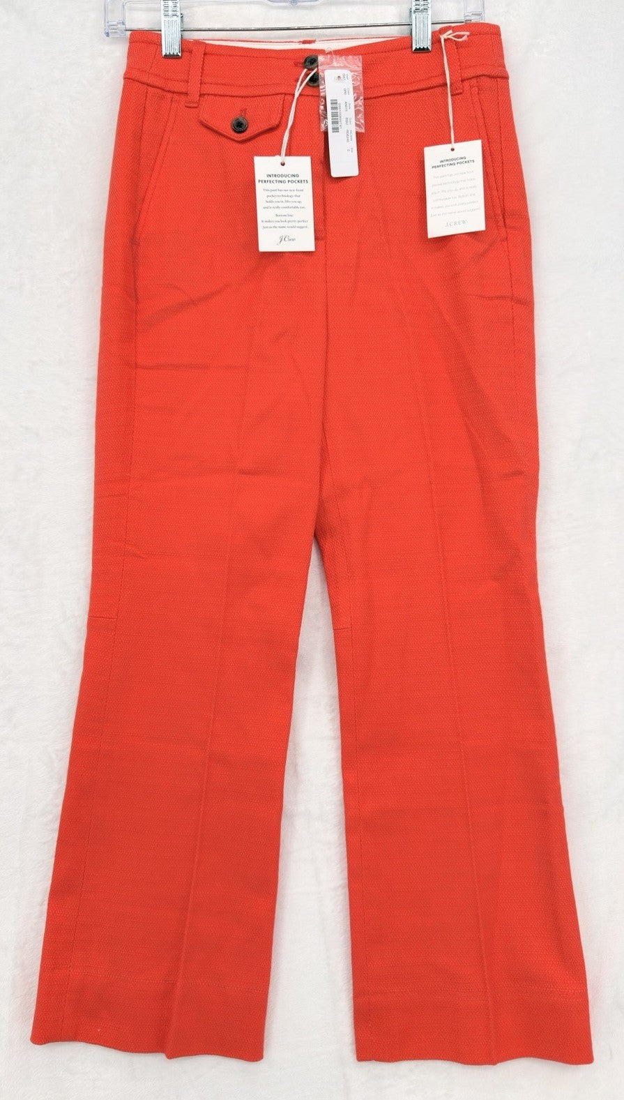 J Crew High Waisted Kickout Crop Pants Grasscloth Orange Red Womens New NWT