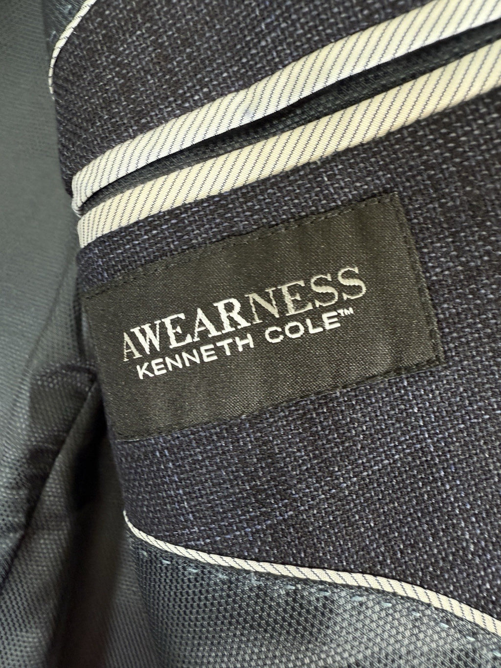 Awareness Kenneth Cole Blazer 40R Blue Suit Jacket Sport Coat Wool Blend Men