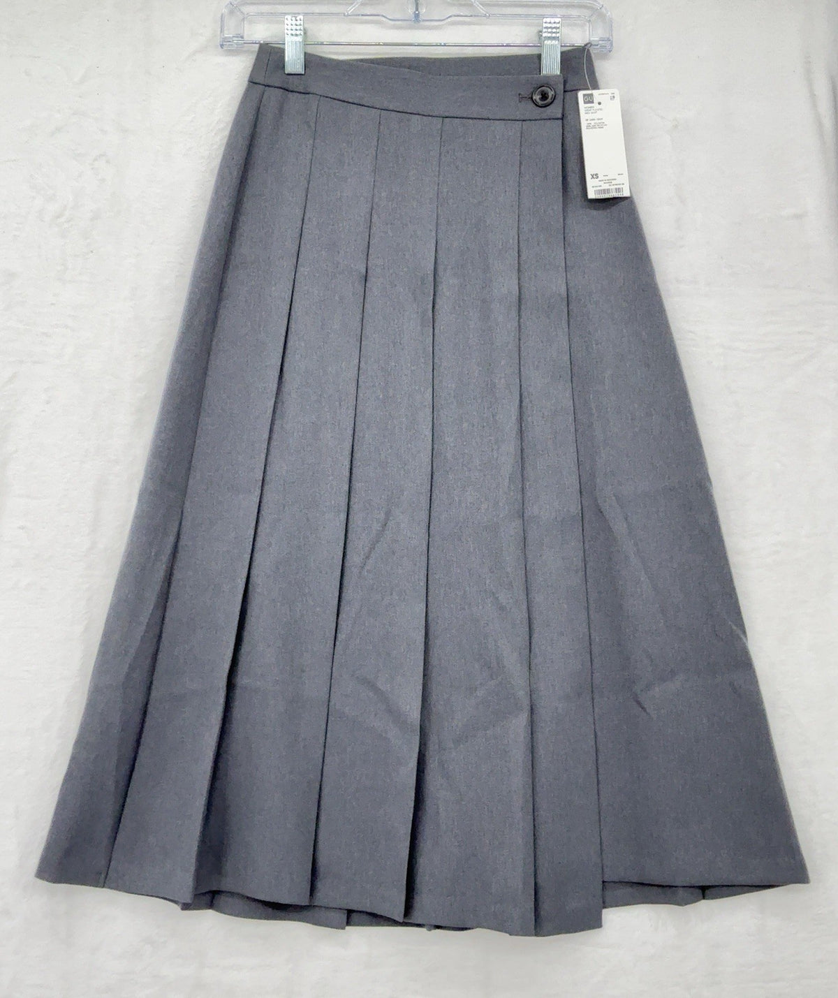 GU Wrap Pleated Midi Skirt XS Women Gray Uniqlo Dark Academia Hipster New NWT