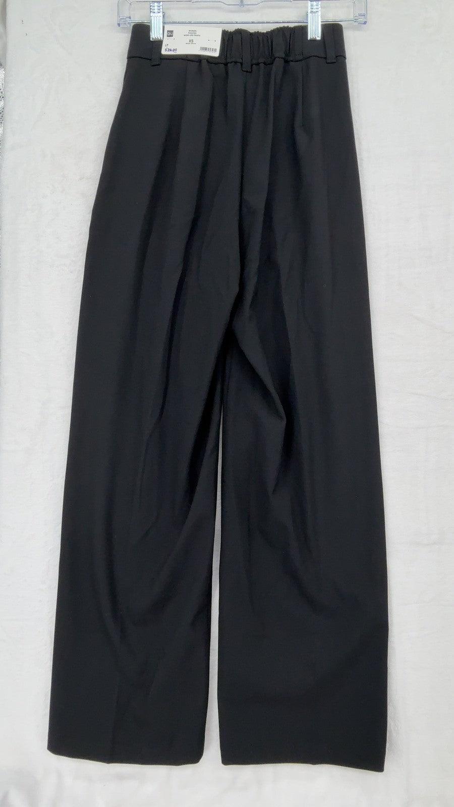 GU Uniqlo Pleated Wide Leg Pants XS Womens Black High Rise New NWT