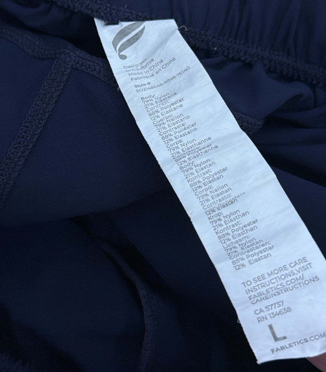 Fabletics The One Short Large Mens Deep Navy Blue Unlined Shorts