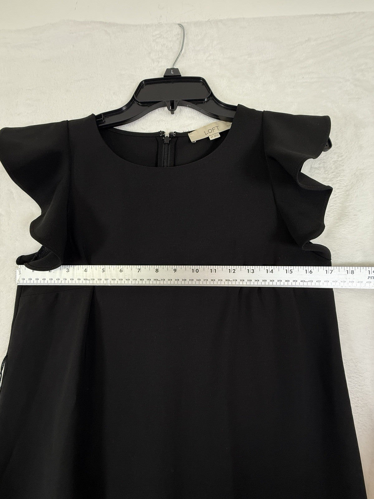 Ann Taylor LOFT Dress 4 Petite S Hi pet Black Ruffle Sleeve A-Line Shift Womens