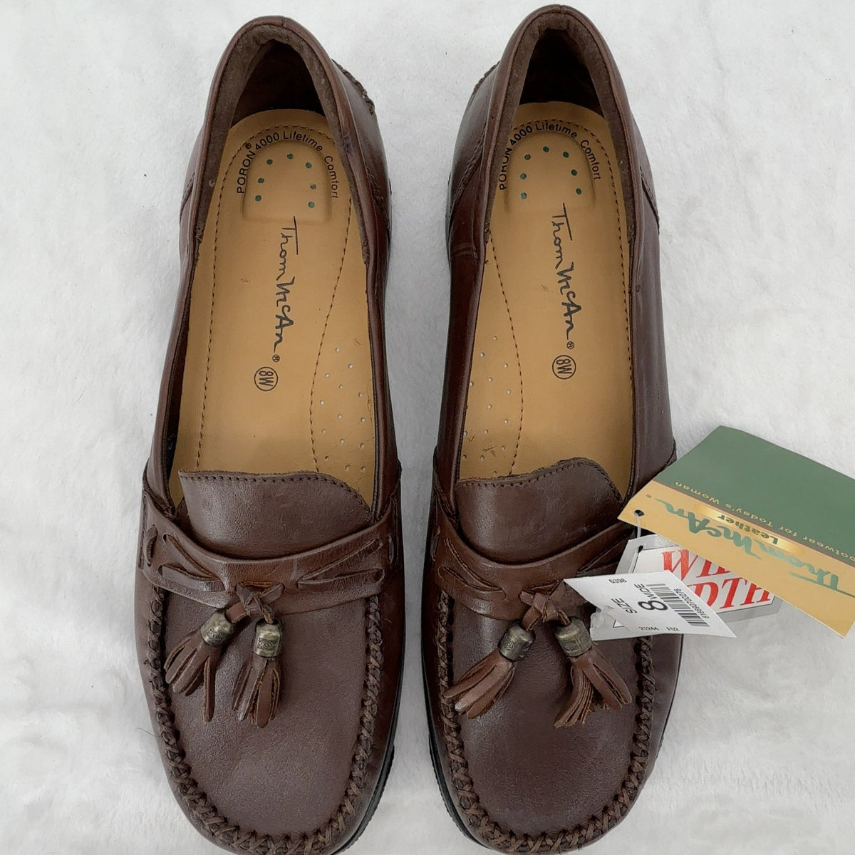 Thom McAn Tassel Loafers 8 Womens Brown Leather Slip On Shoes New