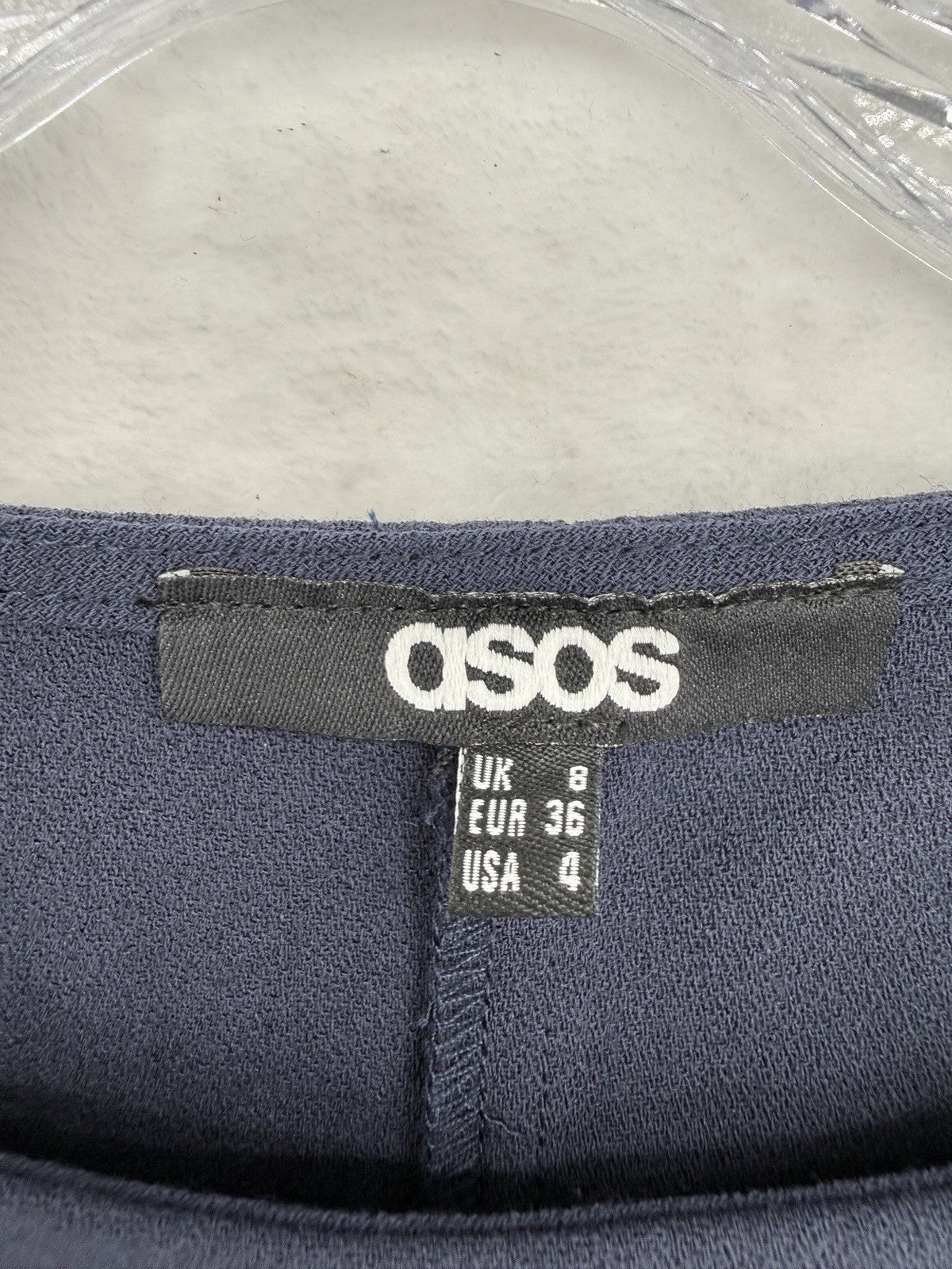 ASOS Mini Dress 4 Navy Blue Long Sleeve Shift Drop Waist Womens NWT