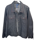 Denim & Co. Women's 1x Dark Jean Jacket Embroidered Trim Collar Plus Size EXC