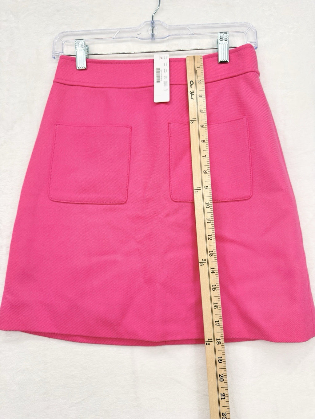 J Crew Wool Mini Skirt 0 Patch Pockets Bright Pink Lined A Line Womens New NWT