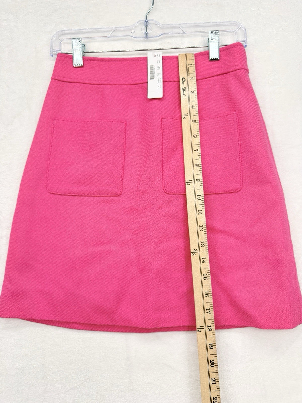 J Crew Wool Mini Skirt 0 Patch Pockets Bright Pink Lined A Line Womens New NWT