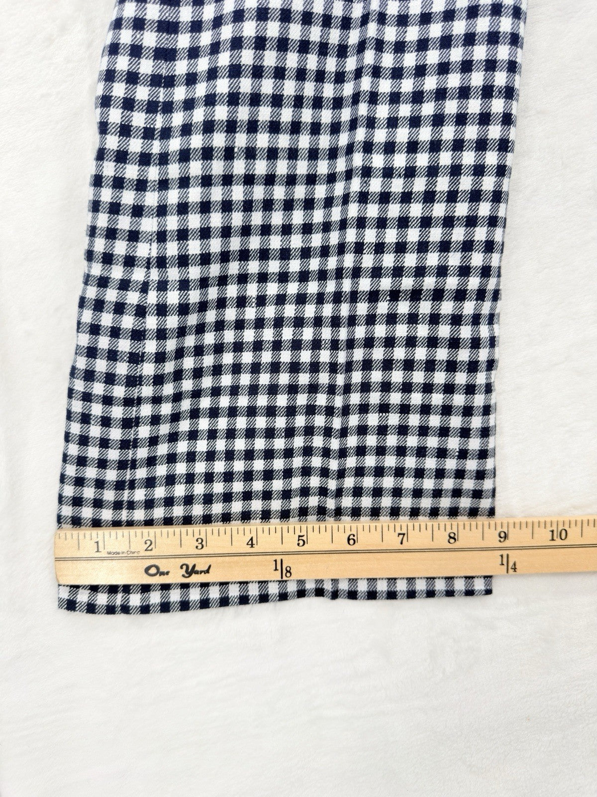 J Crew Hayden Kickout Crop Pants 0 Navy Blue Gingham Stretch Linen Womens